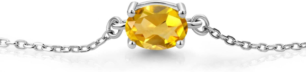 Gem Stone King 7X5MM Oval Gemstone Birthstone Solitaire Bracelet For Women | 925 Sterling Silver | Adjustable Bolo Bracelet For Women | Fine Jewelry Gifts for Her Mom Wife