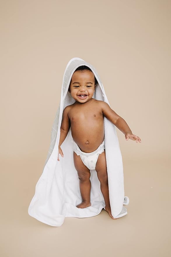 Mebie Baby Muslin Hooded Towel, Desert Sage, Cute Hooded Baby Bath Towel for Newborn, Infant & Toddler, Modern Baby Towels and Washcloths for Boy & Girl, Floral & Pattern Hooded Baby Towels