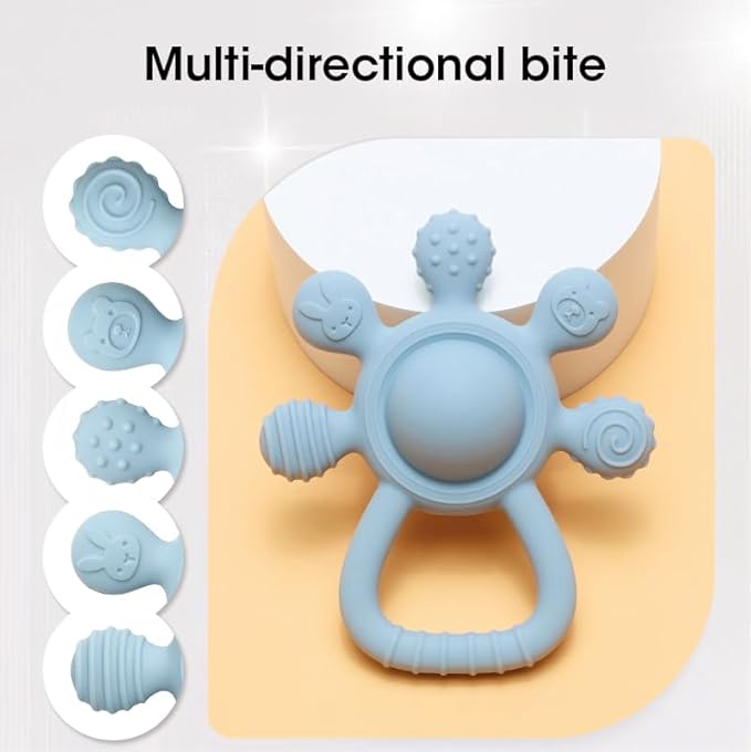 Baby Teether and Rattle Toy Set, BPA-Free, Food-Grade Silicone, Easy-Grip Teething Rattle for Babies, Soothing Teething Toy, Infant Sensory Toy for 3-24 Months (Owl)