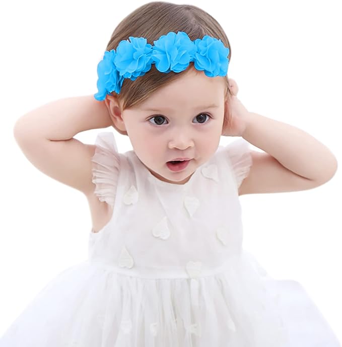 Fmeida Baby Girls Headbands for 4-24M | Soft Flower Crown (Fits 14.96"-18.89" Head)