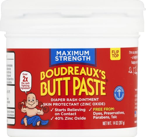 Boudreaux's Butt Paste Maximum Strength Diaper Rash Cream,Ointment for Baby,14 oz Flip-Top Jar,(Pack of 3)
