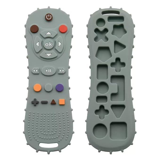 Baby Teething Toy, Soft TV Remote and Game Controller Shape Chew Set, Educational Toy for Intellectual Development, Safe Silicone for Toddler and Infant (Blue (Remote Control))