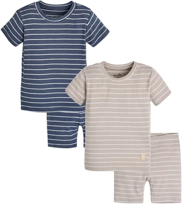 moimoln Stripe Pajamas Set 12M-8Y Ribbed Unisex Baby & Toddler, Soft Viscose, Snug-Fit, Everyday Sleepwear