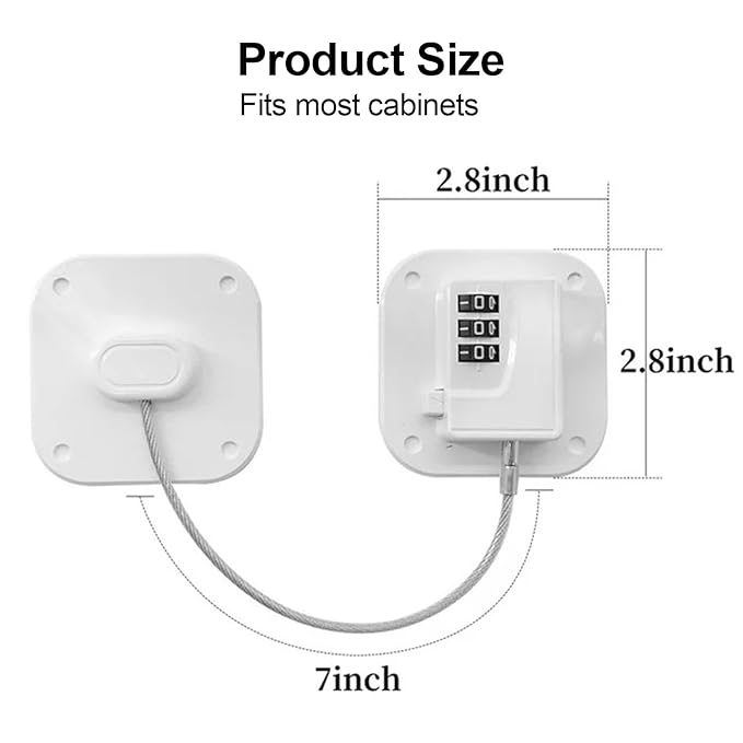 Refrigerator Lock, MOYONTE Fridge Locks for Kids Cabinet Locks Baby Proofing Child Safety Locks for Upright Freezer Drawers Cabinets Doors Windows Dressers Stove (White)