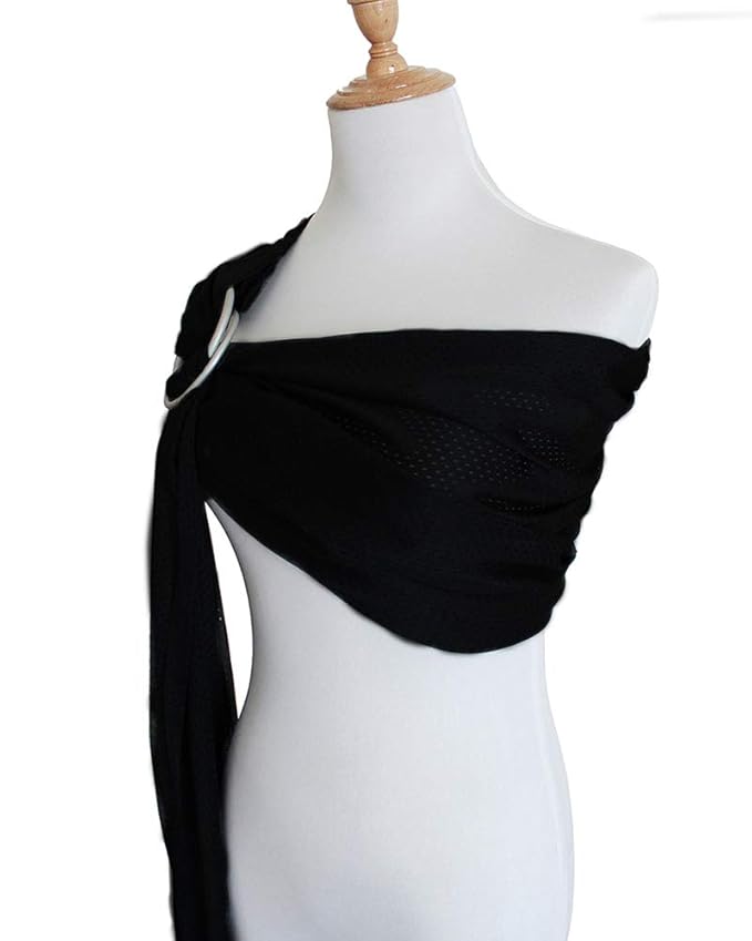 Baby Water Ring Sling Carrier | Lightweight Breathable Mesh Baby Wrap for Infant, Newborn, Kids and Toddlers | Perfect for Summer, Swimming, Pool, Beach | Great for Dad Too Pure Black