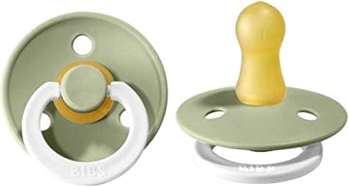 Bibs Pacifiers Color Collection, Set of 2 BPA-Free Latex Pacifiers Made in Europe, Round Nipple Baby Pacifier.