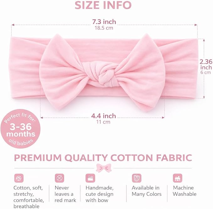 Baby Girl Headbands-Infant,Toddler Cotton Handmade Hairbands with Bows Child Hair Accessories
