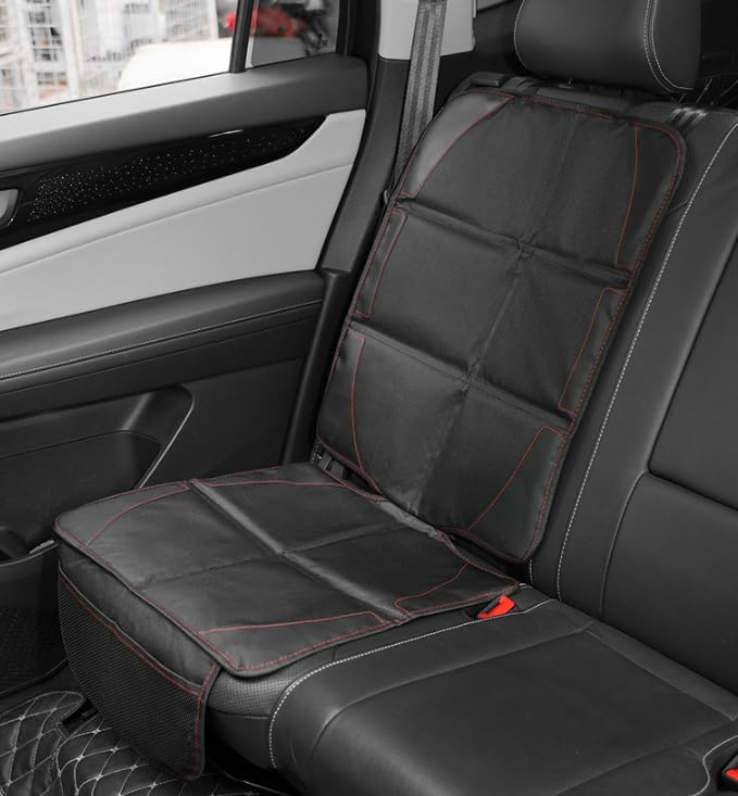 Japard Car Seat Protector for Baby Child Car Seats, Anti Skid Pad Cover Mat for Under Carseat to Protect Automotive Vehicle PVC Leather Oxford Cloth Upholstery (2 PCS)