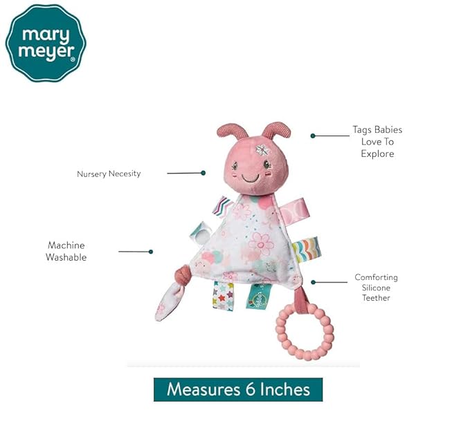 Taggies Teething Toys Baby Rattle Portable Triangle Activity Toy with Sensory Tags, 6-Inches, Camilla Caterpillar
