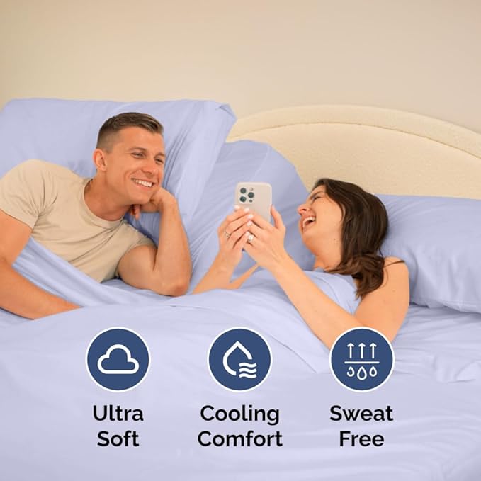 Split Head King Sheet Set – 4 Piece Flex Split Top King Sheets for Adjustable Beds - Fits 14” to 16" Mattress w/ Deep Pockets - Soft, Breathable & Cooling - Luxury Bedding and Wrinkle Free - Lavender