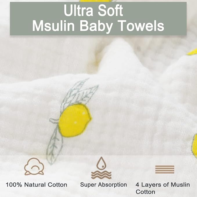 Baby Msulin Washcloths Newborn Face Towel - Baby Muslin Burp Cloths 6Pack Soft Absorbent Natural Cotton Wash Towel 10"X10" Baby Bath Towels Wipes Baby Registry as Shower