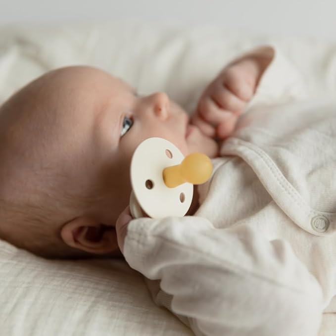 Bibs Pacifiers Color Collection, Set of 2 BPA-Free Latex Pacifiers Made in Europe, Round Nipple Baby Pacifier.