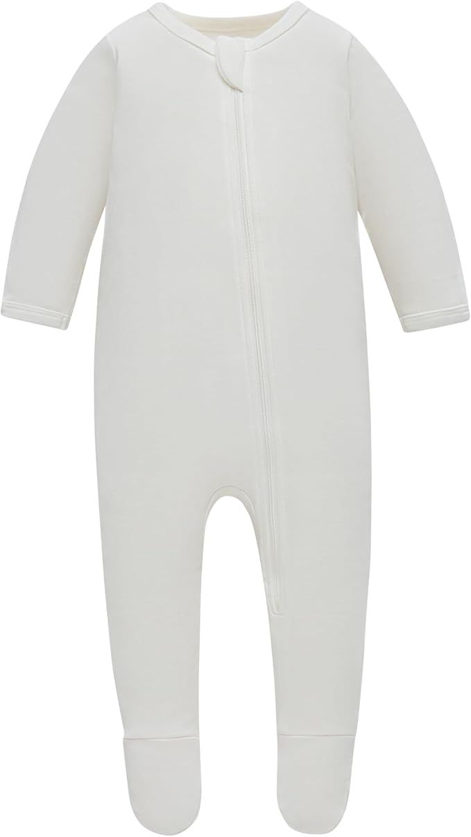 Owlivia Organic Cotton Baby Pajamas, Boys Girls 3-Pack Zip Front Sleep 'N Play, Footed Sleeper, Long Sleeve