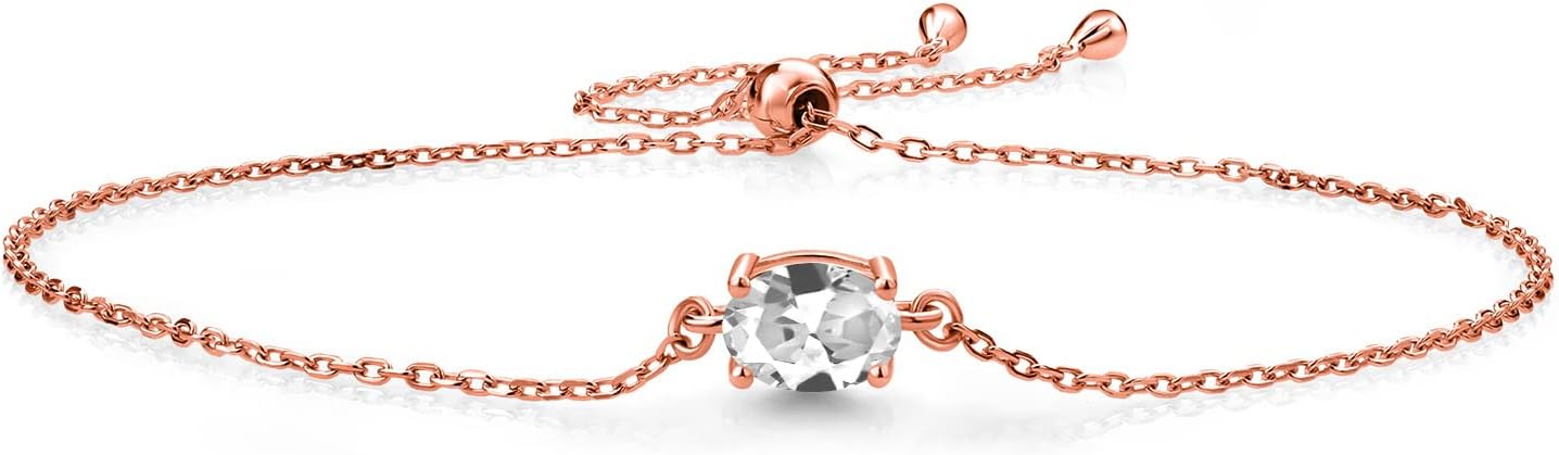 Gem Stone King 7X5MM Oval Gemstone Birthstone Solitaire Bracelet For Women | 925 Sterling Silver | Adjustable Bolo Bracelet For Women | Fine Jewelry Gifts for Her Mom Wife