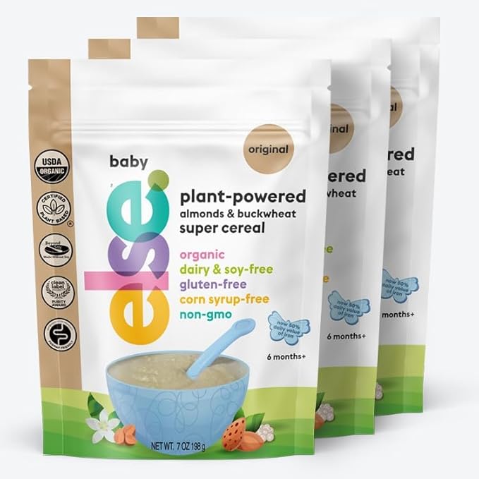 Else Nutrition Organic Baby Cereal 6+ Months Infants - Easy prep Wholefood Plant‑Powered Baby Cereal with Buckwheat, Gluten‑Free & Dairy‑Free, Purity Certified | Gentle Start (Original Pack of 3)
