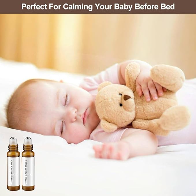 zxbaers 2PCS Teething Roller All Natural for Babies, Natural Pain Relief Roller, Teething Relief Roller, A Thousand Roses Teething Roller Oil