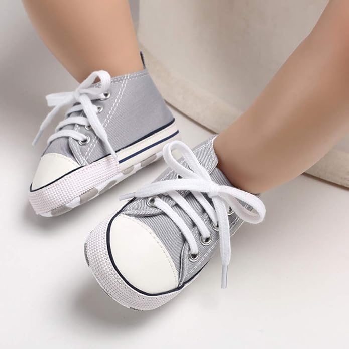 Unisex Baby Girls Boys Canvas High-top Shoes, Newborn Infant Anti-Slip Soft Sole Frist Walking Breathable Sneakers