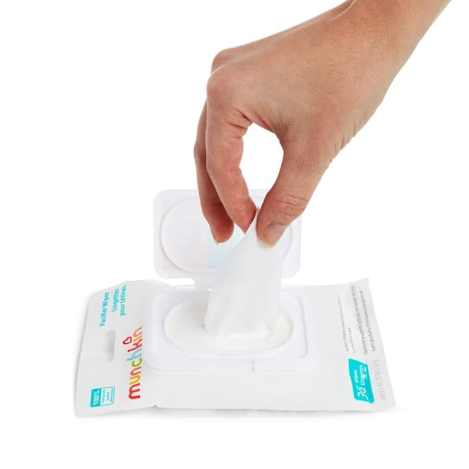 Munchkin Arm & Hammer Pacifier Wipes - Safely Cleans Breast Pump Parts and Feeding Essentials for Baby and Toddler, 1 Pack, 36 Wipes