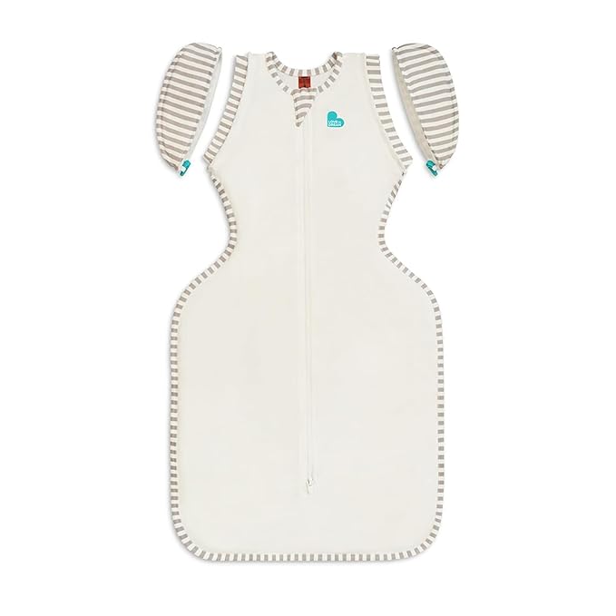 Love to Dream Transition Bag Organic 1.0 TOG, Cream, Medium, 13-19 lbs., Patented Zip-Off Wings, Gently Help Baby Safely Transition from Being swaddled to arms Free Before Rolling Over