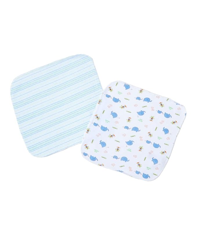 Spasilk Washcloth Wipes Set for Newborn Boys and Girls, Soft Terry Washcloth Set, Pack of 10, Blue Elephants
