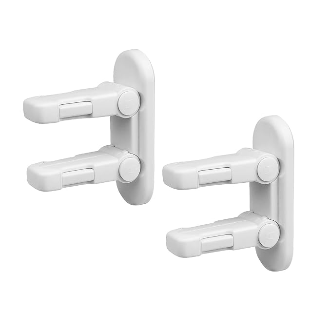 Child Proof Door Lever Lock, Door Handle Lock, Durable ABS with Adhesive Backing, Simple Install, No Tools Needed (U, Pack, 2)