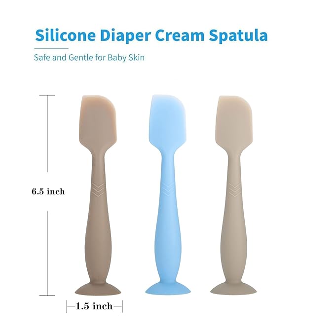 Diaper Cream Spatula Butt Spatula Baby Diaper Spatula, Soft Silicone Butt Paste Spatula Diaper Rash Cream Applicator Diaper Cream Brush with Suction Cup Base