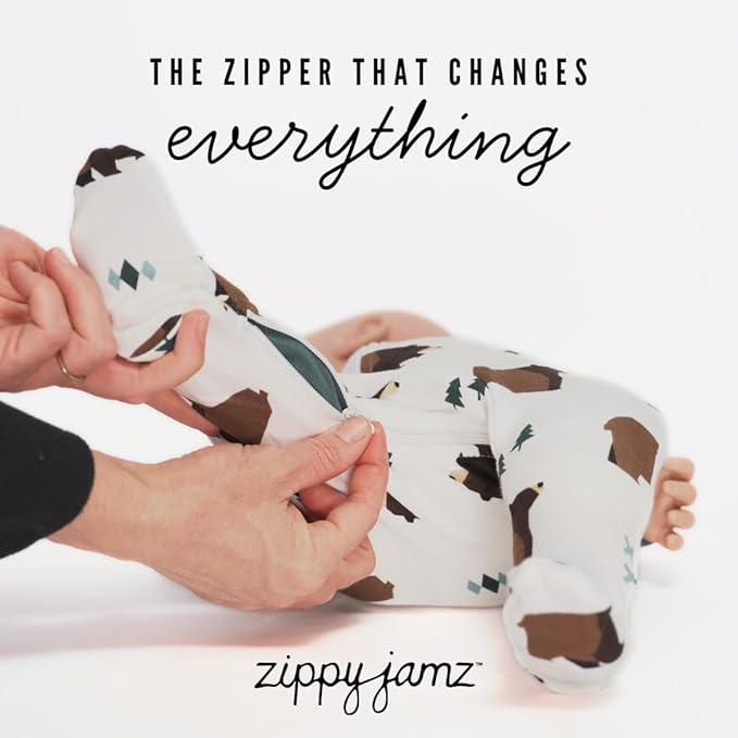 zippyjamz – Zipper Organic Sleeper Footed Onesies Sleeper Baby Pajamas with Inseam Zipper