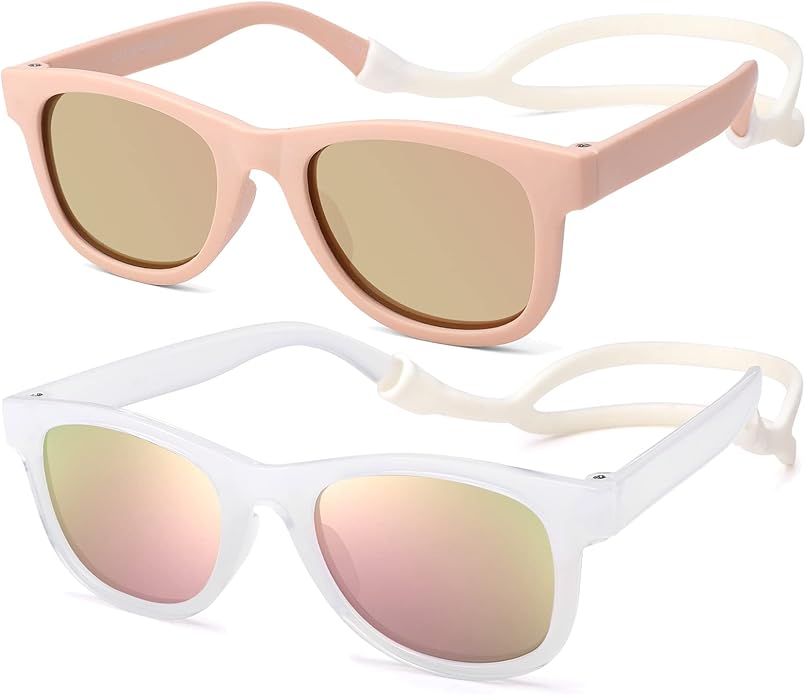 COASION Bendable Flexible Polarized Newborn Baby Sunglasses with Silicon Strap for Infant Boys Girls Age 0-12 Months CA9042