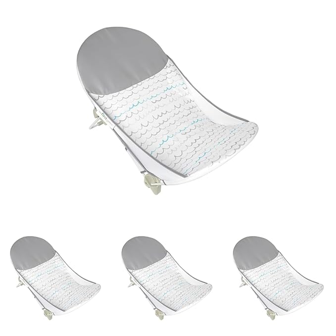 The First Years Sure Comfort Folding Baby Bather - Baby to Toddler Bath Tub - No-Slip Seat - for Sink or Tub Use (Pack of 4)