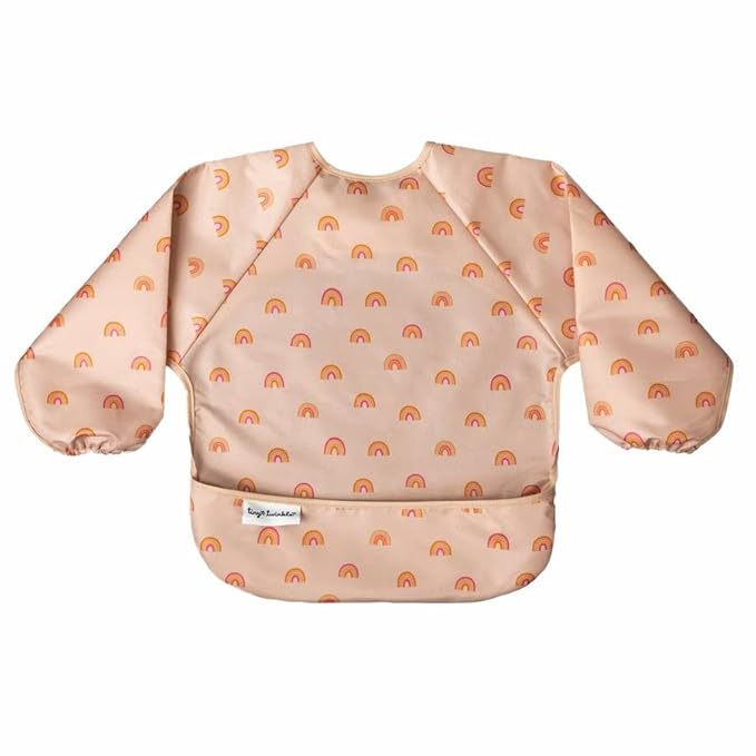 Tiny Twinkle Long Sleeve Bib for Babies & Toddlers | Waterproof Smock Bib for Eating | Machine Washable & Mess-Proof Feeding Essentials | Newborn Shower Gift (Boho Rainbow, 6–24M)