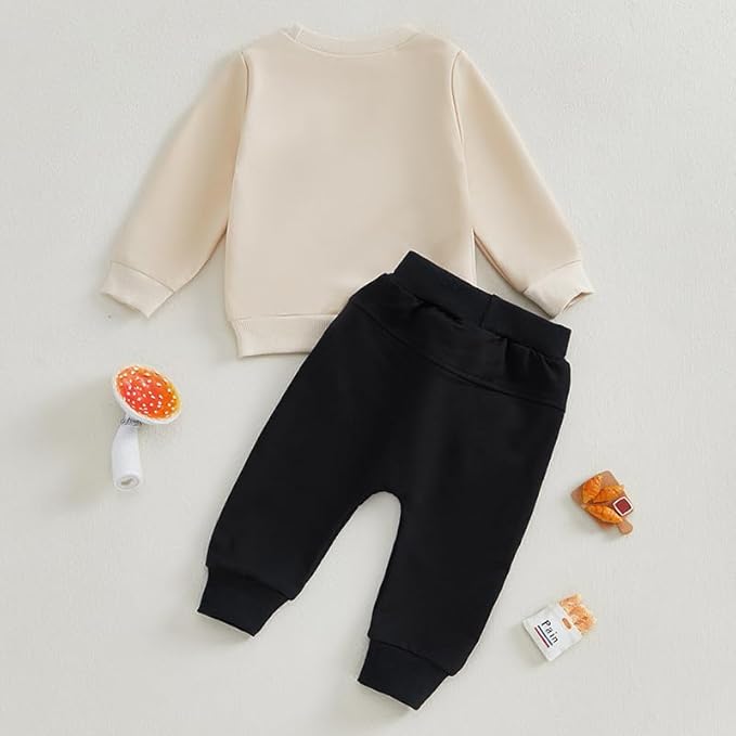 Baby Boy Fall Clothes Set Long Sleeve Letter Print Sweatshirt Pants Toddler Infant Outfits 6 12 18 24 Months 2T
