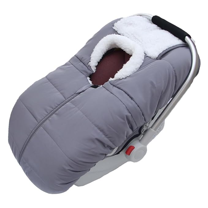 Winter Baby Car Seat Cover, Infant Car Seat Cover for Baby Seat or Stroller, Windproof Infant Warm Carseat for Keeping Newborn Babies Warm（Grey）