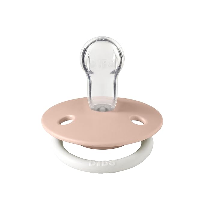 BIBS Pacifiers - De Lux Collection | BPA-Free Round Nipple | Silicone | Made in Denmark | Set of 2 Blush Night/Vanilla Night Color Premium Soothers | Size One Size