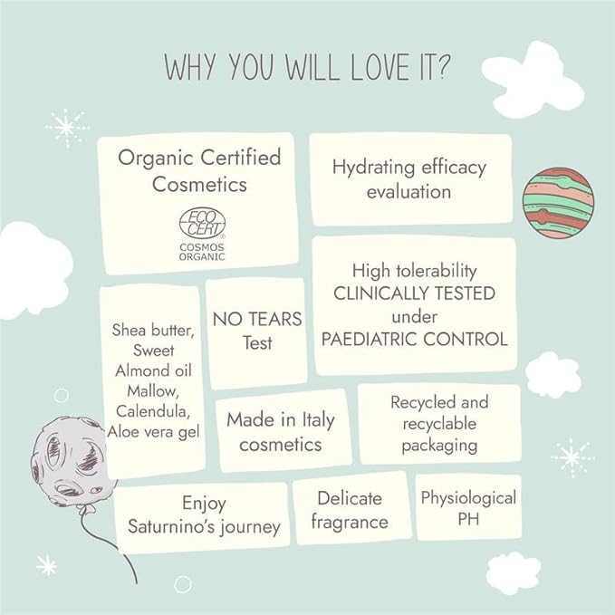 Organic Baby Bath & Care Kit 12months+ - Great Baby Gift Idea - Made in Italy with 100% Recycled Packaging (Contains Wash and Shampoo, Nourishing Body Lotion)