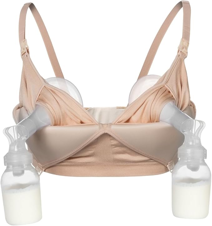 Supermom Silhouette with Removable Pads, Pumping Bra Hands Free, Adjustable Pumping & Nursing Bra for All Breast Pumps