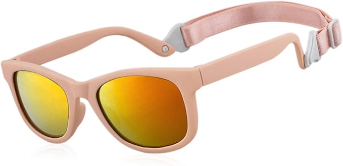 MAXJULI Baby Infant Sunglasses Safe, Soft, With Adjustable Strap 0-24 Months BPA Free 7002