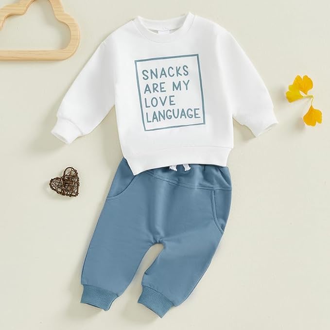 Infant Baby Boy Fall Clothes Set Funny Letter Sweatshirt Pant Outfit Toddler Winter Clothes 6 12 18 Months 2T 3T