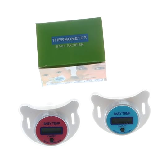 High Accuracy Thermometer LCD Display Nipple-Shaped Pacifier Babies's Heating Fever Monitor Gauge Pink/Blue Digital for Baby Oral Mouth Temperature Measuring Nipple