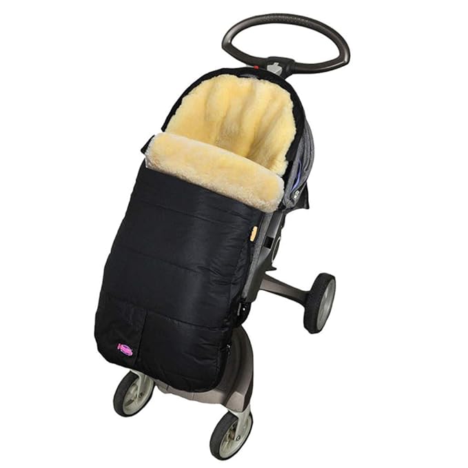 100% Australia Sheepskin Snuggle Pod Baby Footmuff for All Strollers0-4T Baby UseWater Repellent,Anti-cold,Anti-kicking,Front Height Adjustabl& Removable Stroller Bunting Bag