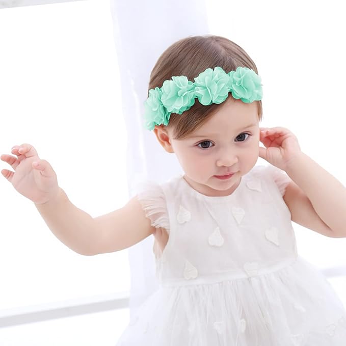 Fmeida Baby Girls Headbands for 4-24M | Soft Flower Crown (Fits 14.96"-18.89" Head)