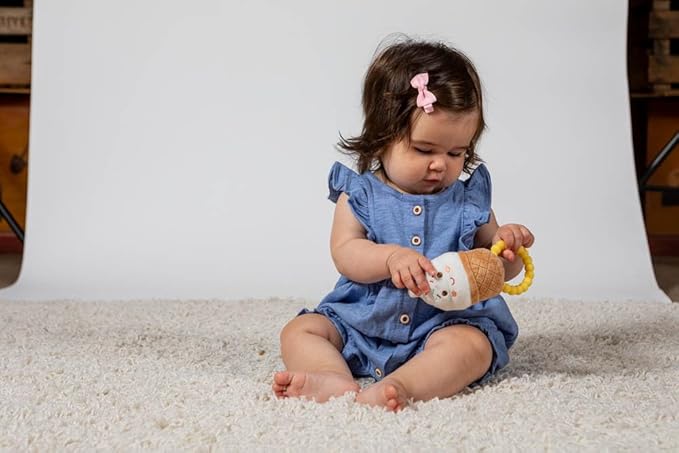Mary Meyer Sweet Soothie Soft Baby Rattle with Teether Ring, Ice Cream