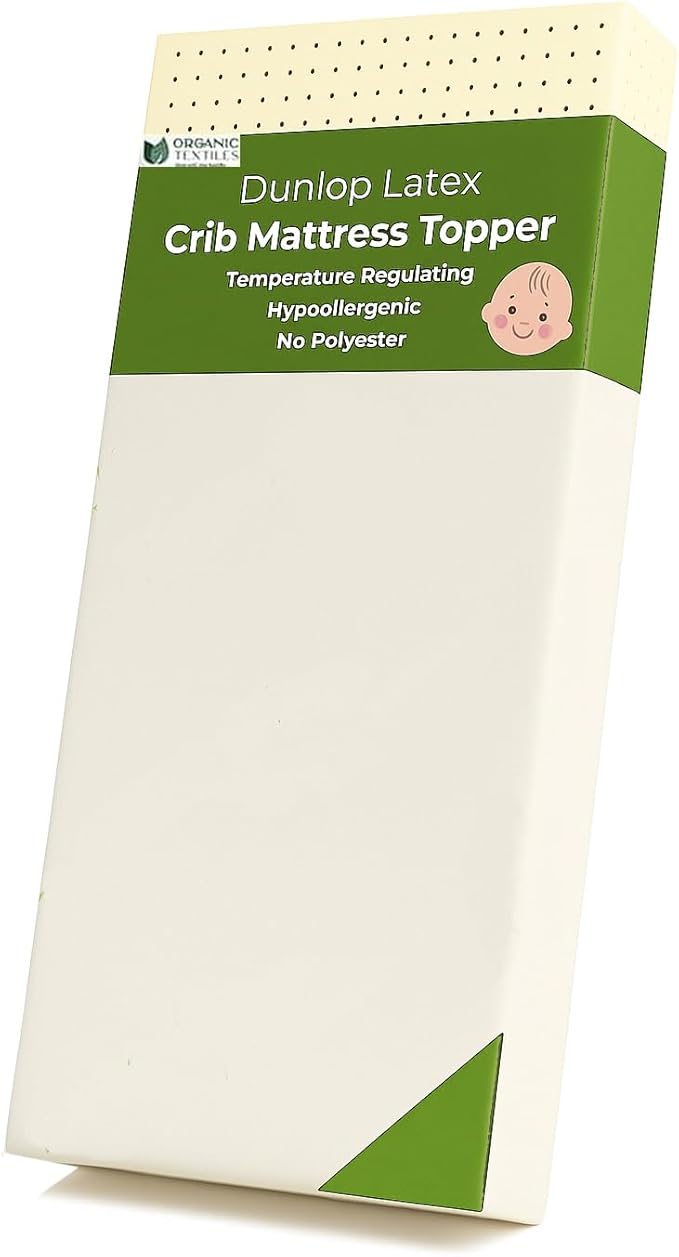 ORGANIC TEXTILES Organic Baby Mattress Topper with Water Resistant Removable Cotton Cover - GOLS/GOTS Certified - Breathable - 2" MiniCrib (38"x24")