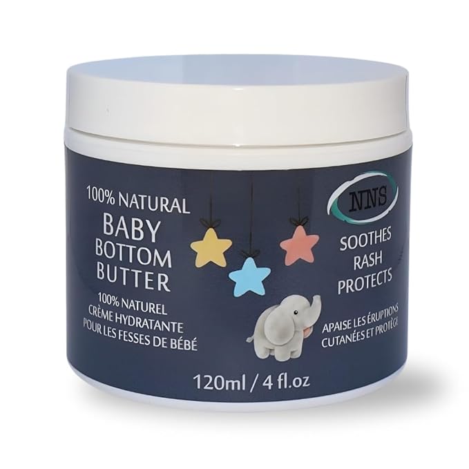 Natural Baby Bottom Butter, Diaper Rash Cream with Zinc Oxide, Soothes Diaper Rash 4 Fl Oz