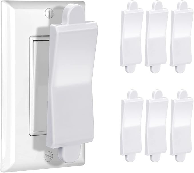 White, 6-Piece: Child Proof Switch Blocker and Cover for Light Switch, Lock Out in Style