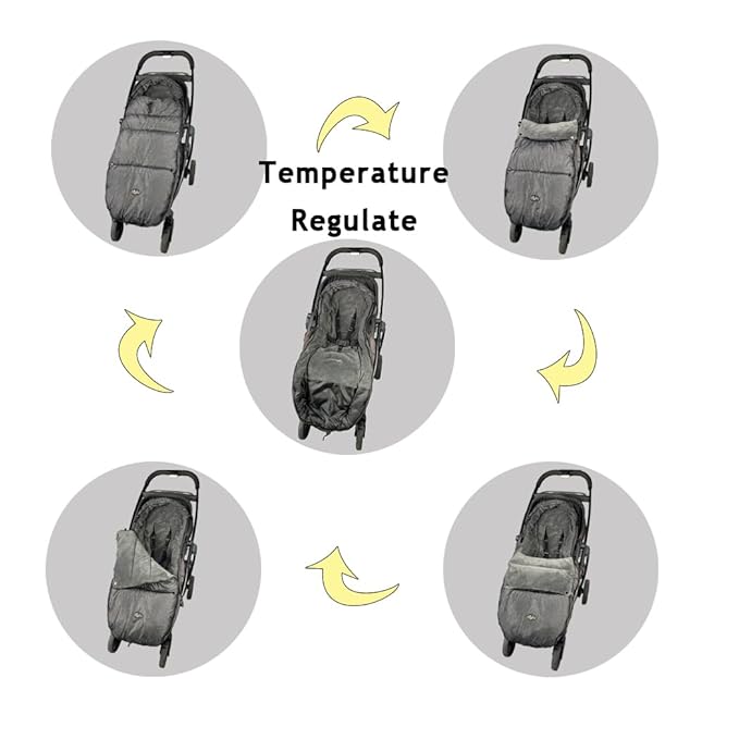 CozyMe Stroller Footmuff, Stroller Blanket with Hoodie for Toddler Winter Stroller Cover, Stroller Bunting Bag with Fleece Lined Front Height Adjustable & Removable Baby Bunting Bag for 6M-4T