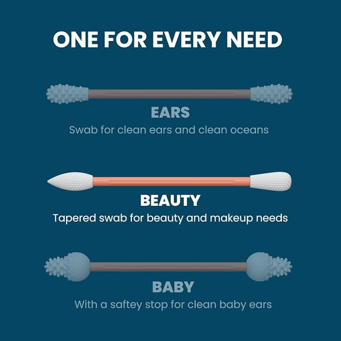 LastSwab® Reusable Cotton Swabs for Gentle and Eco-Friendly Beauty Routines - The Sustainable Alternative to Single-Use Q Tips - Zero Waste & Easy to Clean - Comes with a Convenient Travel Case Holder