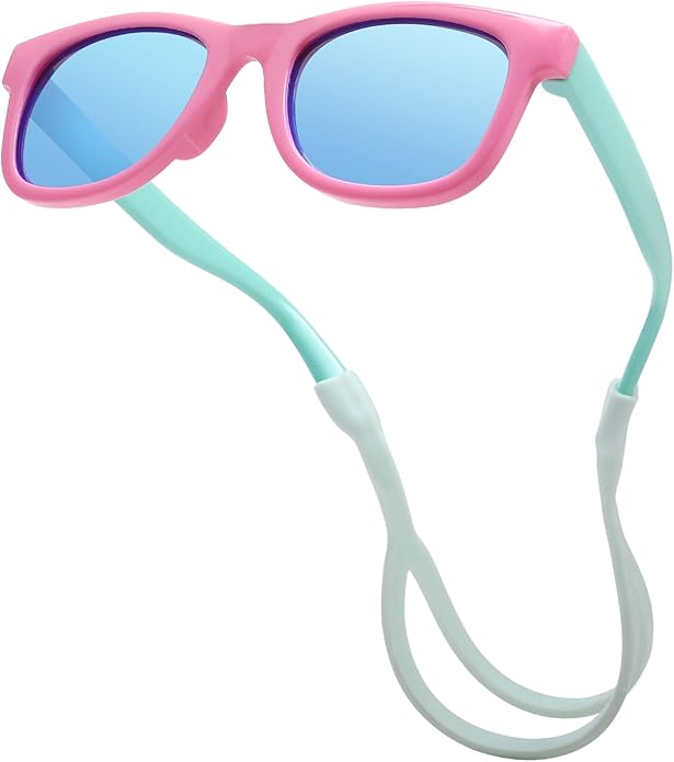 COASION Bendable Flexible Polarized Newborn Baby Sunglasses with Silicon Strap for Infant Boys Girls Age 0-12 Months CA9042
