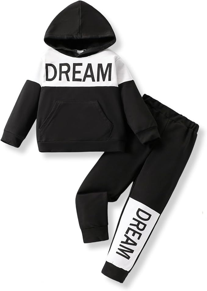 2-6T Toddler Baby Boy Clothes Color Blocking Hoodies + Pants Fall Winter Outfits