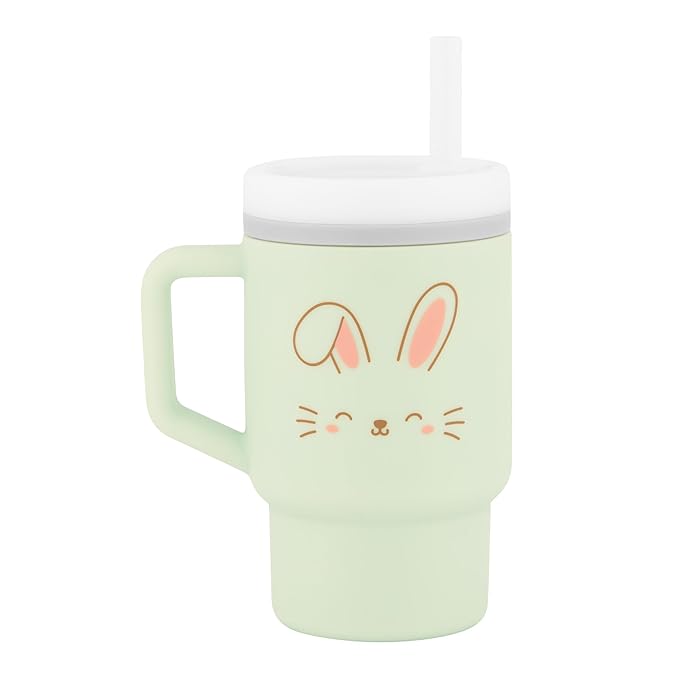 Infantino My 1st Tumbler, Silicone Sippy Cup with Straw & Handle, Spill-Resistant Baby Cup for On-the-Go, BPA-Free Transition Bottle, Bunny