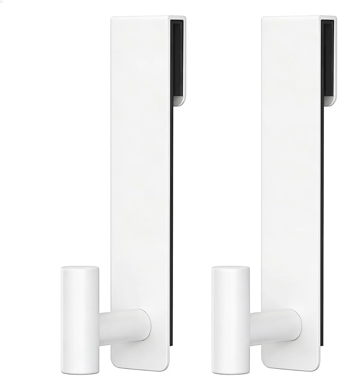 PMMASTO Shower Door Hooks, (7.5 Inch) Extended Towel Hooks for Bathroom Frameless Glass Shower Door, Stainless Steel Heavy Duty Hooks (White, T Shape-Fits 3/8" Thick Door)